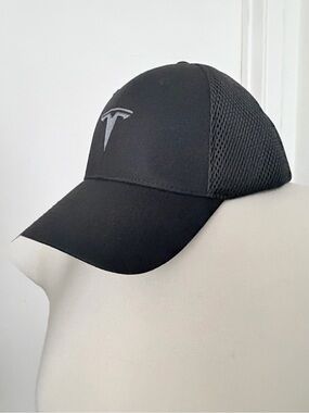 Tesla Black Mesh Cap with Gray Logo